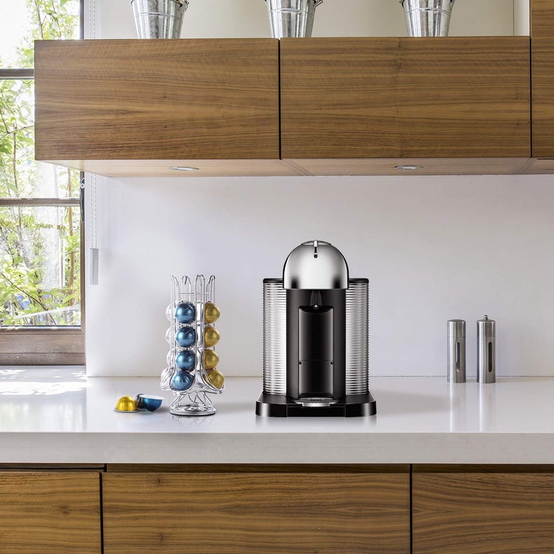 Flagship Coffee Pod Holder 360-Degree Rotatable Nespresso Vertuoline VertuoPlus Capsules Coffee Pods Capsules Stand Storage Rack Single Serve, Silver Metal(20 Pods) - Image 5